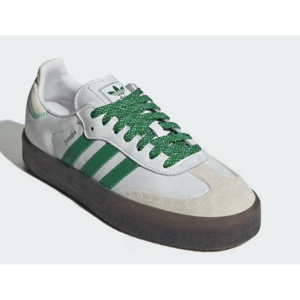 adidas SAMBAE W Sneakers Size 6 Womens Cloud White/Green/Off White IE9105 NEW - Picture 2 of 16